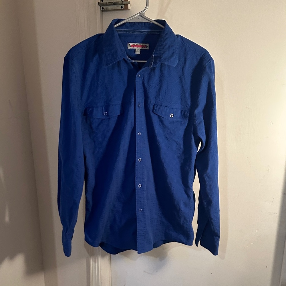 Men's Casual Blue Button-Down Shirt